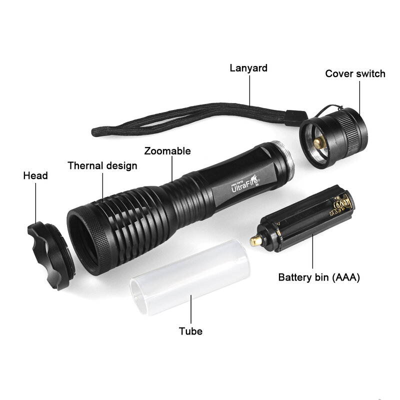 UltraFire E5 LED UV Flashlight Super Power 395-405 NM 18650 Black Light for Leak Detector Pet Urine Stain Scorpion Bed Bug
