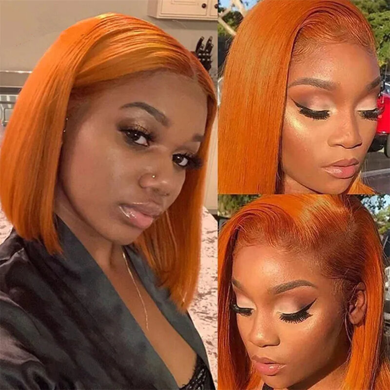 Ginger Bob Lace Frontal Wig 13x5x1 Lace Frontal Wig Colored Human Hair Wigs Lace Front Short Bob Human Hair Wigs Pre Plucked