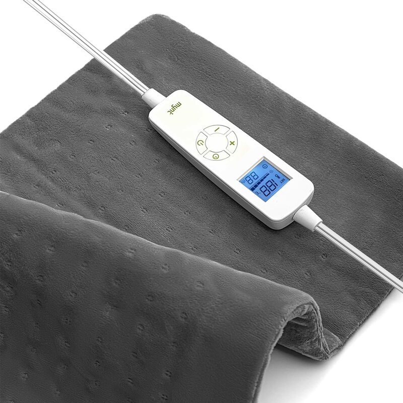 MYNT poduszka elektryczna ze zdejmowanym kontrolerem ręcznym i zmywalnym miękkim materiałem szybkie nagrzewanie na plecach talia (szary))
