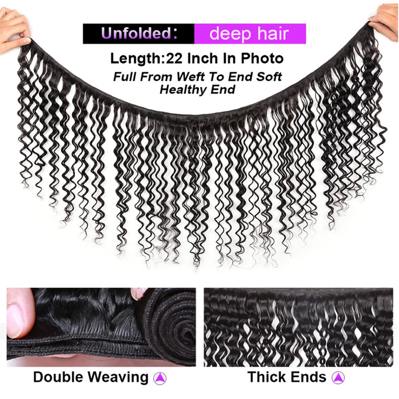 100% pacotes de onda profunda do cabelo humano 30 polegada cabelo longo cru indiano virgem remy extensões de cabelo natural tecer cabelo encaracolado profundo das mulheres
