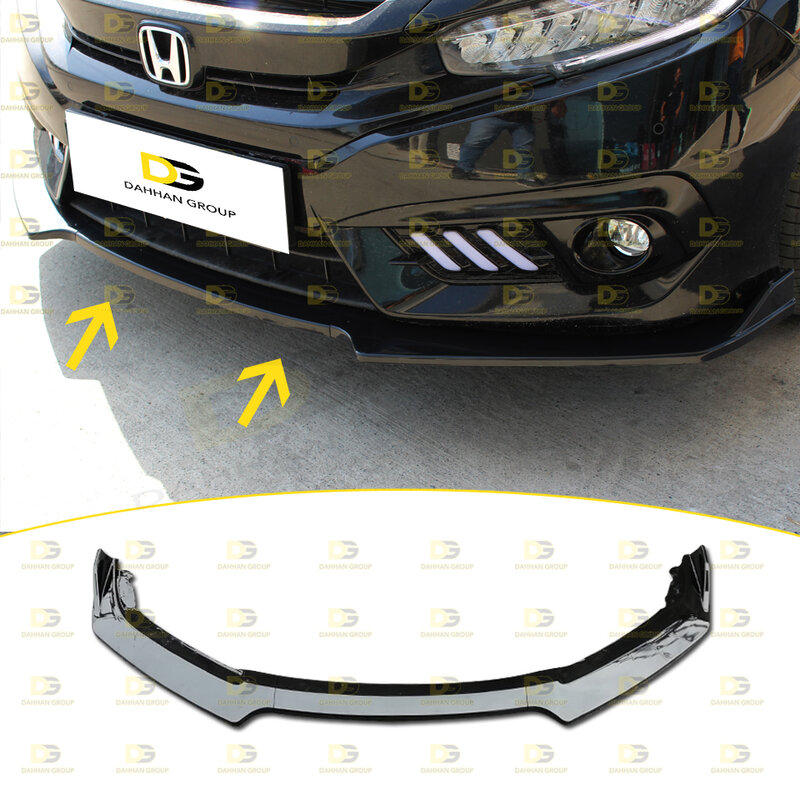Hond.a cimc FC5 Sedan 2015 - 2021 Splitter anteriore 3 pezzi Piano Gloss Black Surface Kit cimc in plastica ABS di alta qualità ricambi auto