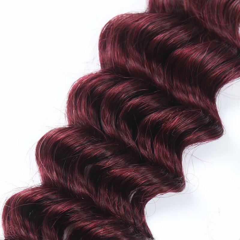 Rambut manusia massal Burgundy rambut Virgin gelombang dalam 99J kepang rambut massal tanpa kain ekstensi rambut alami untuk mengepang