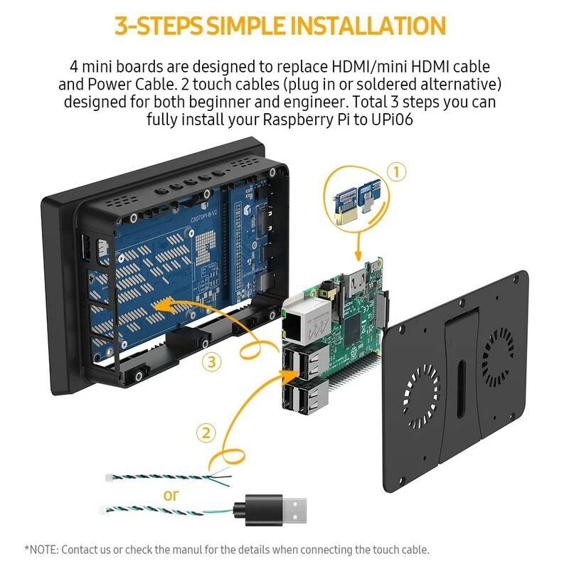 เคสราสเบอร์รี่ Pi ใหม่พร้อมหน้าจอสัมผัสและพัดลม eviciv 7-10จอมอนิเตอร์แบบพกพา aspi 4หน้าจอสัมผัส USB C HDMI RPI DISPLAY