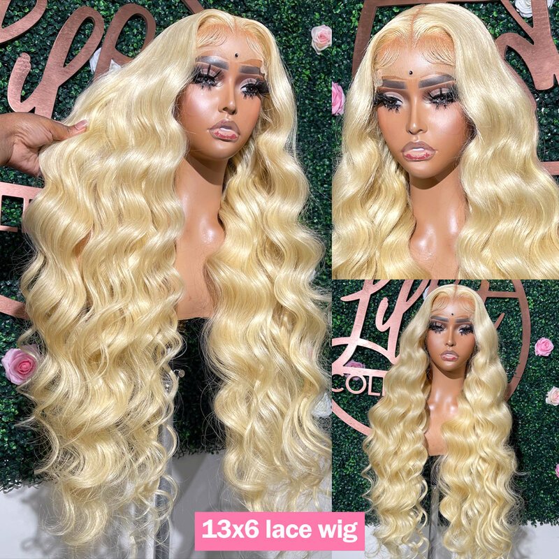Peluca de cabello humano Remy brasileño para mujer, postizo de encaje Frontal transparente 613, Color rubio miel, 13x4, HD, 13x6