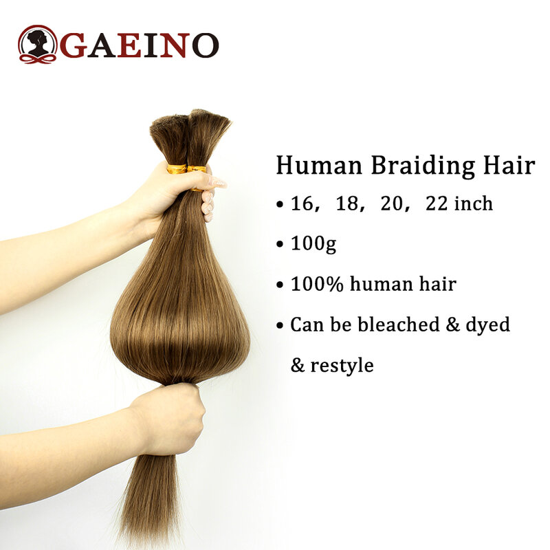 Extensões indianas Remy do cabelo humano, cabelo maioria reto para trançar, nenhumas tramas, cor 16 #, 16-28"