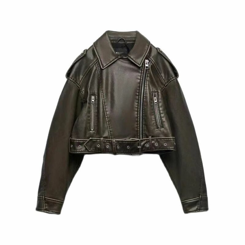 Giacche Bomber da donna Vintage giacca in pelle da donna Streetwear PU capispalla da motociclista abbigliamento in pelle di moda