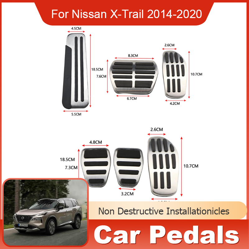 Akcelerator pedały samochodowe gazu hamulca pedał spoczynkowy ze stali nierdzewnej akcesoria do Nissan X-Trail X Trail Rogue T32 MK2 2014 ~ 2020