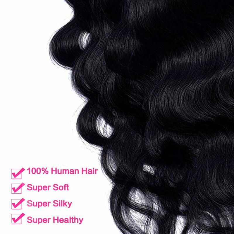 Clipe brasileiro em extensões de cabelo para mulheres negras, 100% cabelo humano, trama dupla, onda do corpo, Ins cabelo # 1B, 120g, 8pcs