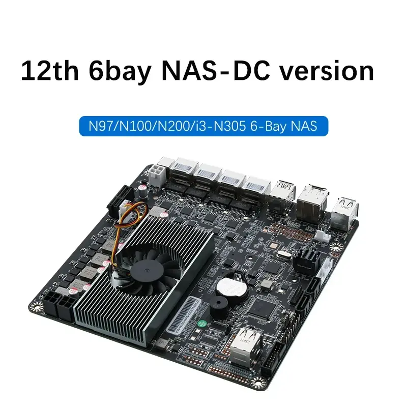 12 i3-N305 Motherboard NAS N100 6-Bay DC Power 2xM.2 NVMe 6xSATA3.0 PCIE X1 4x i226-V 2.5G RJ45 LAN DDR5 17X17 ITX Mainboard