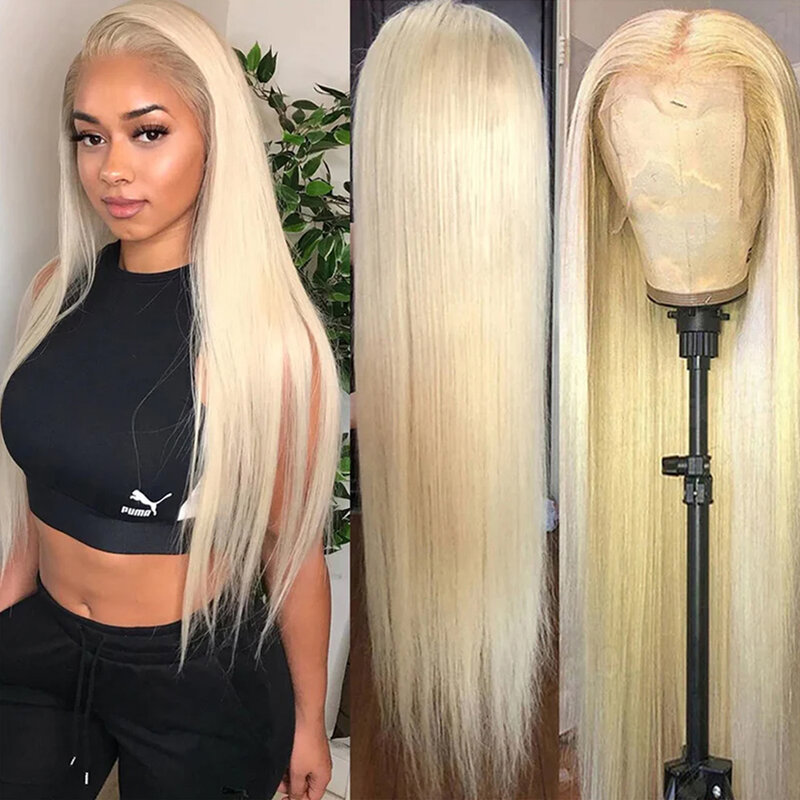 Perruque Lace Front Wig sans colle naturelle-Sophia, cheveux lisses, blond 613, 30 pouces, pour femmes, cosplay