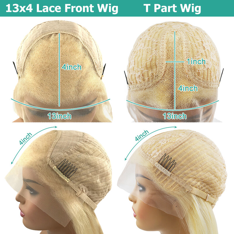 13x4 Transparent HD Lace Frontal Wigs for Black Women Pre Plucked Bob Mint Green Human Hair Wig Brazilian Virgin Human Hair Wigs