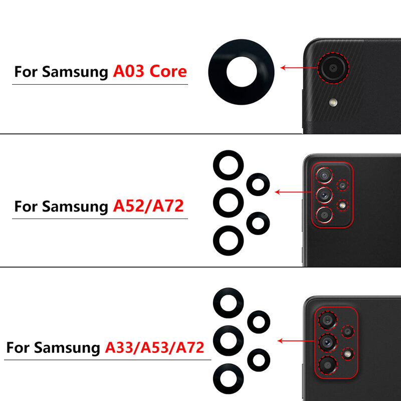 Achter Terug Camera Glazen Lens Voor Samsung S22 Plus Ultra S21 Fe A33 A53 A73 A52 A72 A03 Core M32 camera Glas Cover Vervanging