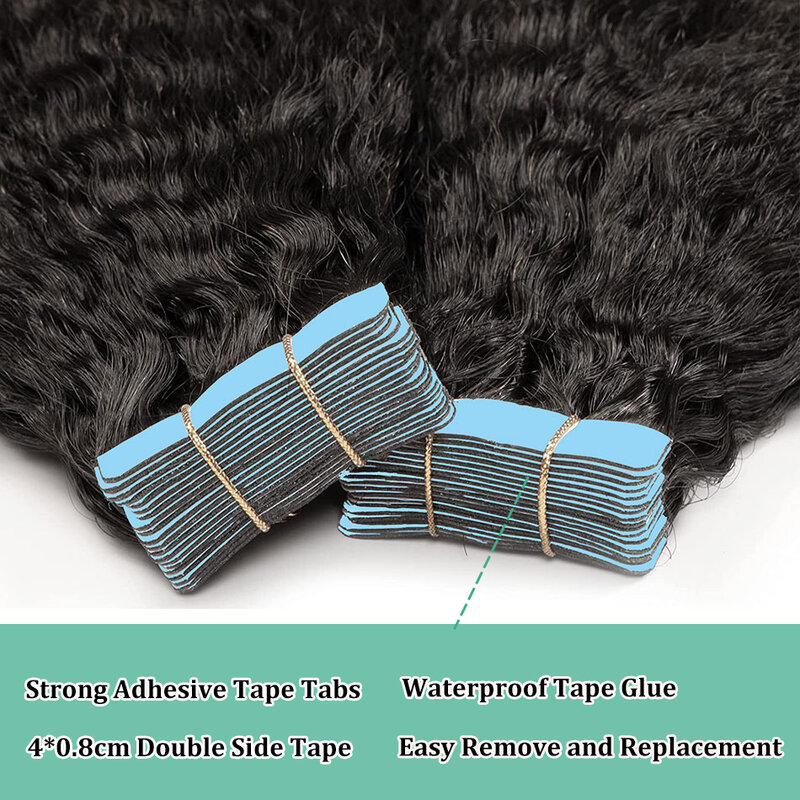 Extensiones de cabello humano Remy para mujeres negras, 50g/set, cinta recta y rizada, Yaki Tape