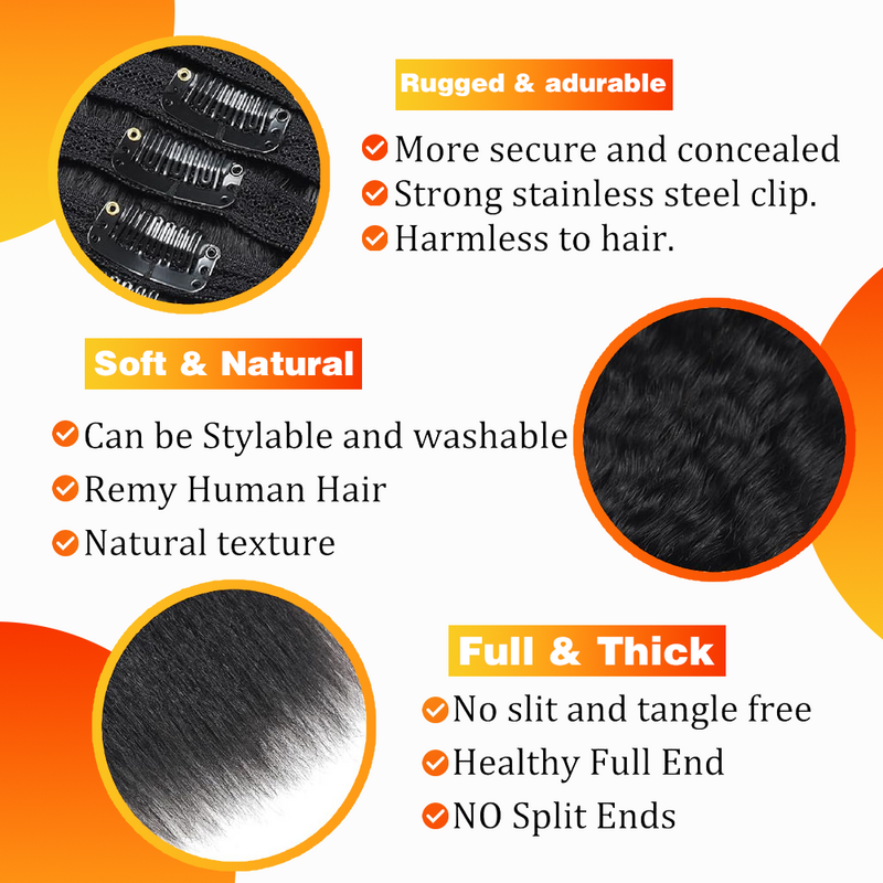 Extension de Cheveux Humains Brésiliens Crépus Lisses à réinitialisation pour Femme, Tête Complète, 120 g/Lot