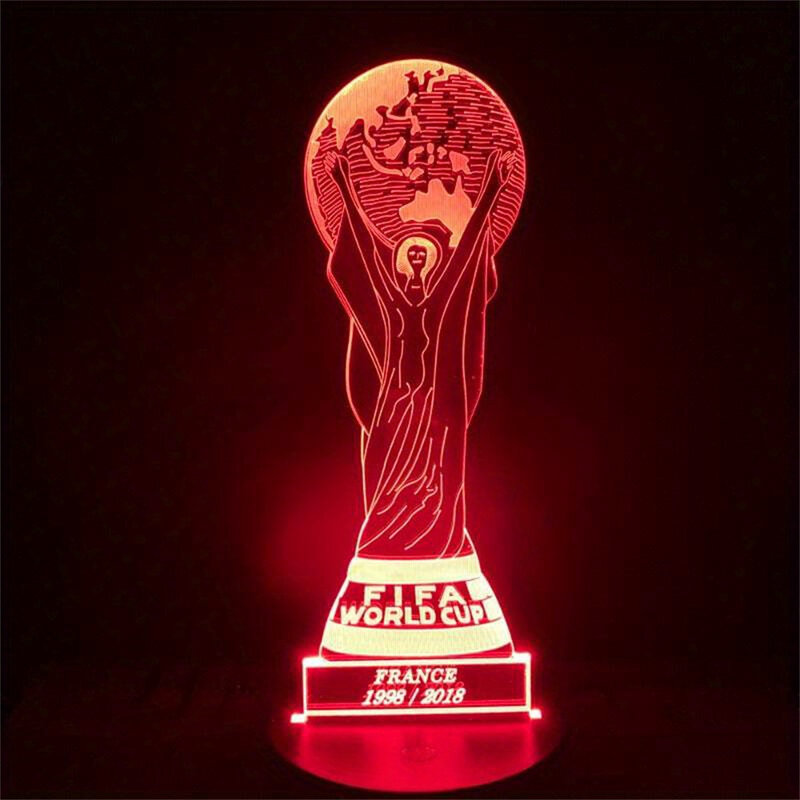 Lampu malam LED 3D Kejuaraan Sepak Bola, lampu ilusi sentuh 7/16 warna berubah lampu meja USB untuk hadiah dekorasi