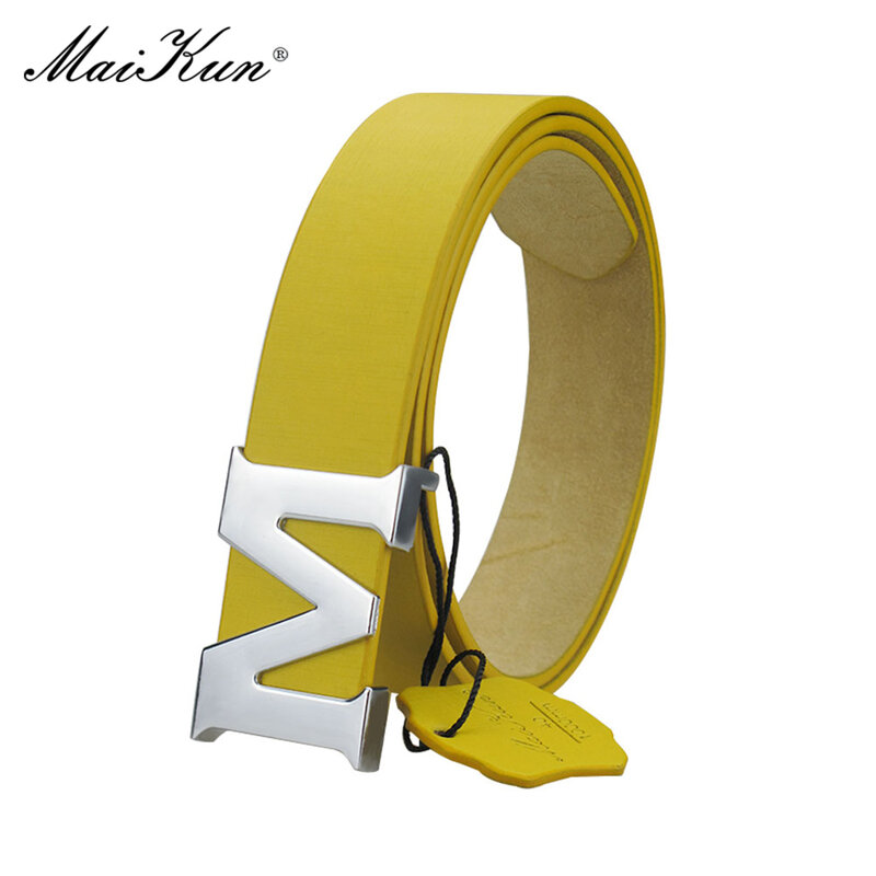 Maikun-cinturones de cuero PU para mujer, hebilla de placa extraíble con letra M, alta calidad, para Jeans, vestido, Halloween