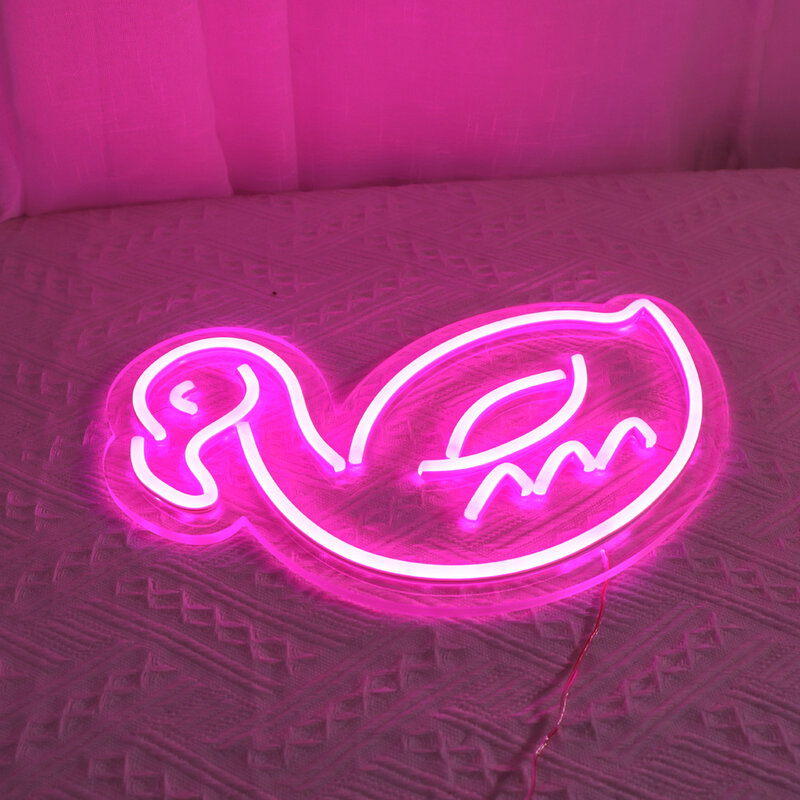 Signe néon led canard rose, signe animal pour chambre d'enfants, signe néon led flex