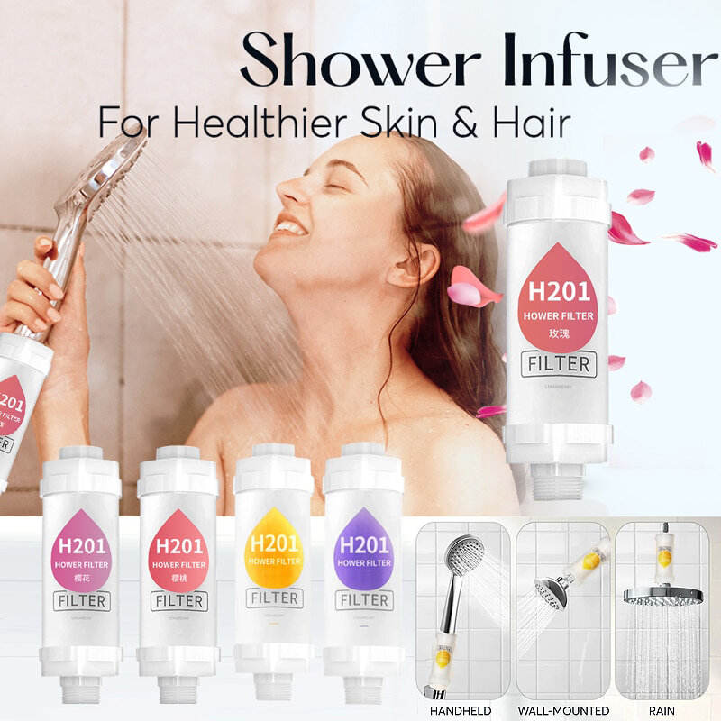 香りシャワーヘッドフィルター、水軟化剤、ソフト & 改善する/肌の香り塩素除去、バスルームアクセサリー