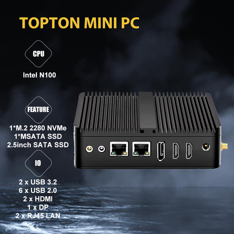 Intel 12th N100 Windows 11 Pro Mini computer Desktop 4K 2 * HDMI DP Display/3x USB3.2 RJ45 Ethernet per uso Home Office aziendale