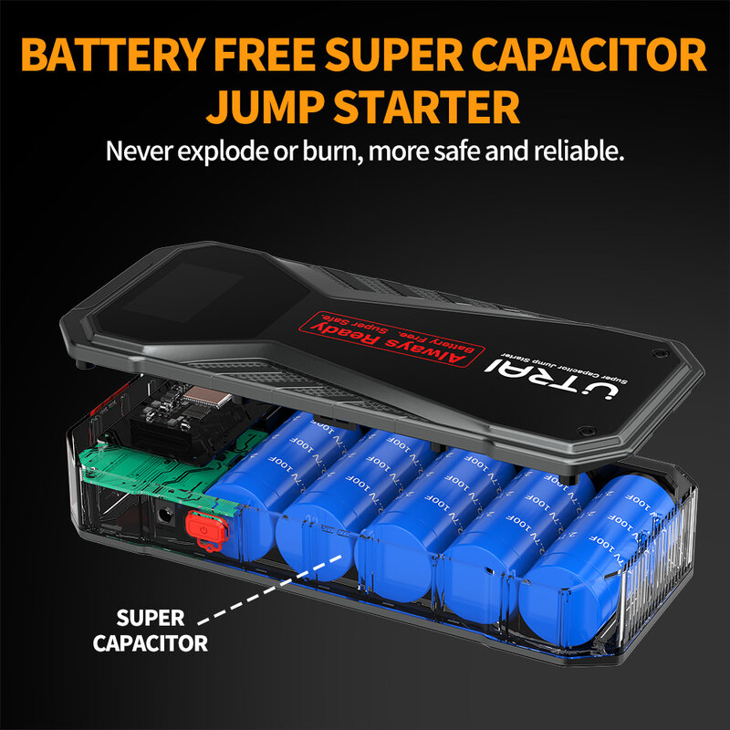 Utrai jstar x1スーパーコンデンサ1000aジャンプスターター急速充電ポータブル緊急バッテリーカーブースターデバイス