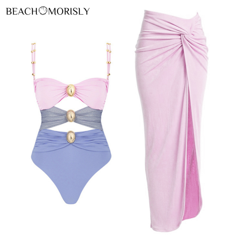 Conjunto de bañador de dos piezas para mujer, traje de baño sexy de una pieza, Vestido de playa, traje de baño, conjuntos de Bikini Monokini 2024