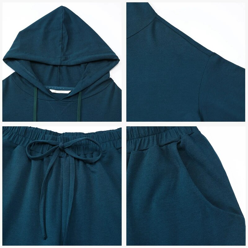 Dobreva conjunto de pijamas de algodão feminino manga comprida hoodie com calças compridas loungewear tie dye kit solto mais tamanho