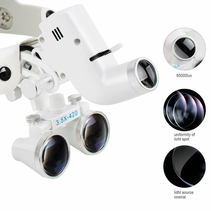 3.5X *420 MM Surgical Loupes With 5W LED Head Light Head Band Dental Headlamp For ENT Surgery