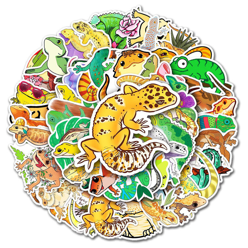 10/30/50 Stuks Grappige Gecko Lizard Stickers Reptiel Decoratie Pvc Decals Koffer Koelkast Telefoon Muur Diy Graffiti kids Toy Gift