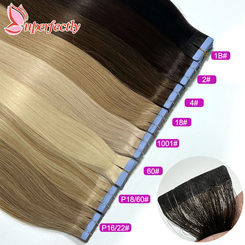 Taśma do przedłużania włosów 100% włosów naturalny kolor taśmy w brazylijskim prostym bezszwowym wątku skóry 16 "-22" pełny koniec 20 szt. 2 g/sztuka