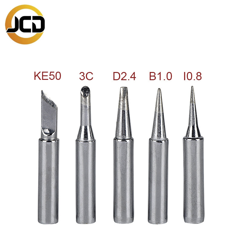JCD 5PCS/Lot Soldering Iron Tips Lead-Free 900M Silver Black Copper Electric Soldering Iron Head For 908S 908 8898
