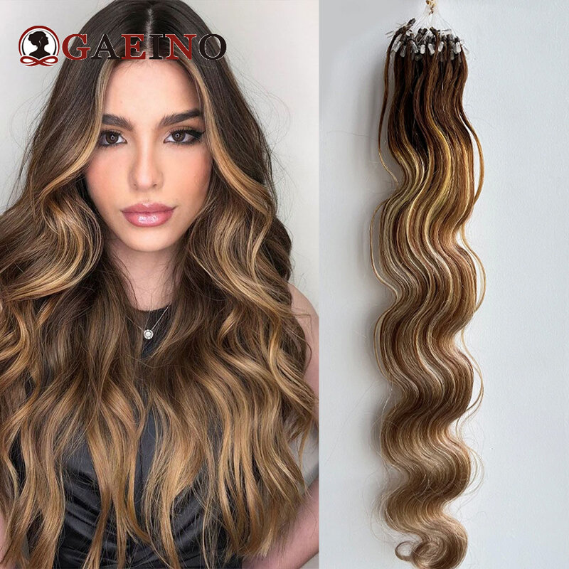 Micro Loop Hair Extensions Human Hair Body Wave Micro Link Hair Extensions Natural Hair Wavy Salon Quality Ombre Highlight