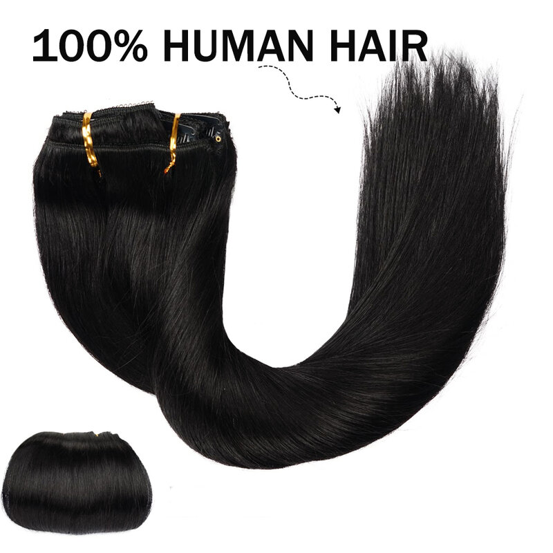 Z nakładką do prostowania w do przedłużania włosów ludzkich włosów brazylijski z nakładką do prostowania w przedłużaniu na całą głowę do przedłużania włosów klips dla kobiet 120 g/zestaw