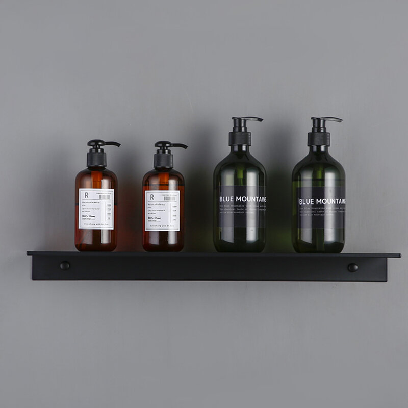 Mensola da parete nera opaca mensole da bagno accessori per il bagno 30-50cm cucina moderna doccia portaoggetti da bagno promozione all'ingrosso