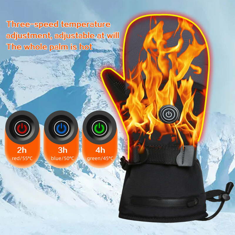 Ski gloves, heating gloves, outdoor cycling electric heating gloves, cold insulation and warm thickened gloves