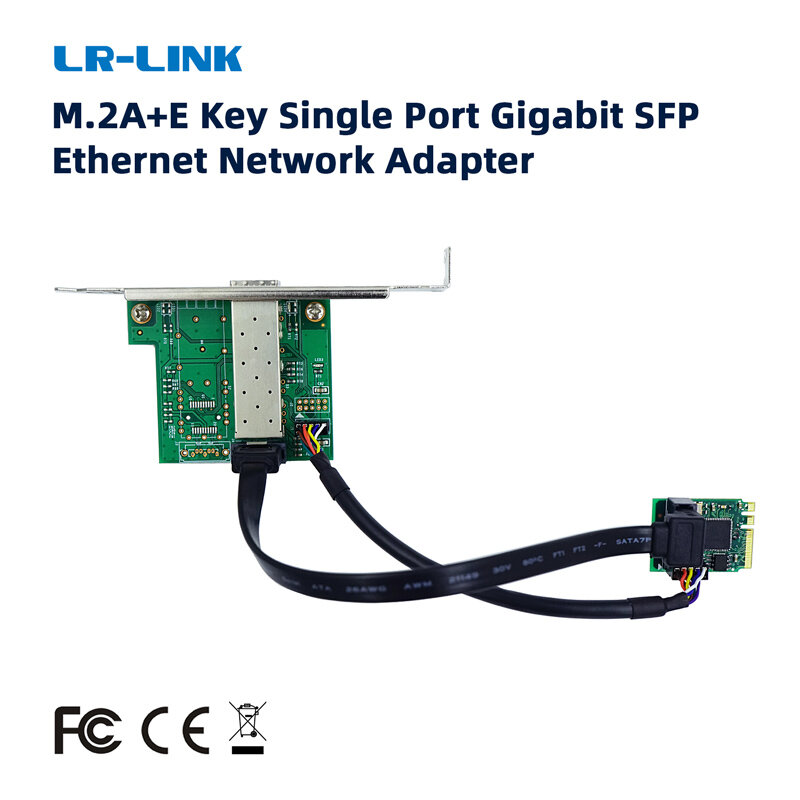 LR-LINK 2212PF-SFP tarjeta de red clave M.2 A + E pci-express Gigabit Ethernet de fibra óptica LAN NIC basada en Chip Intel I210