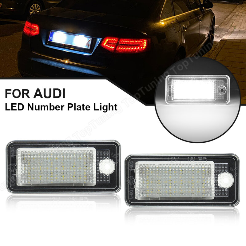 Oświetlenie tablicy rejestracyjnej LED dla Audi A3 8P A4 B6 B7 S4 RS4 A6 RS6 S6 C6 S5 Cabrio Q7 A8 S8 RS4 Avant wolne od błędów lampka tablicy rejestracyjnej