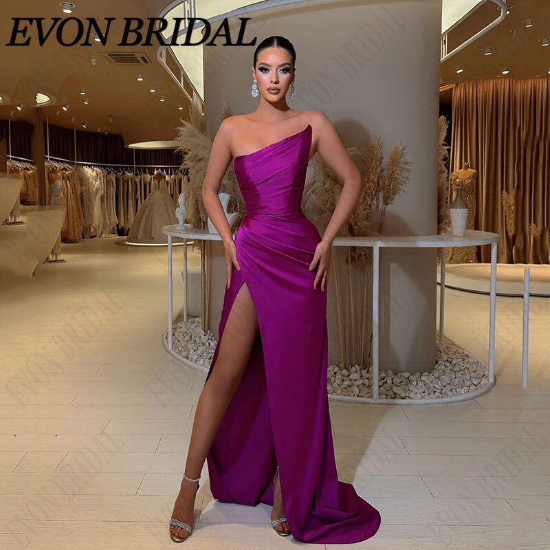 EVON BRIDAL Sleeveless Satin Prom Dresses Mermaid Lace Up Strapless Exquisite Evening Party Gowns Formal Occasion Robe De Soiree