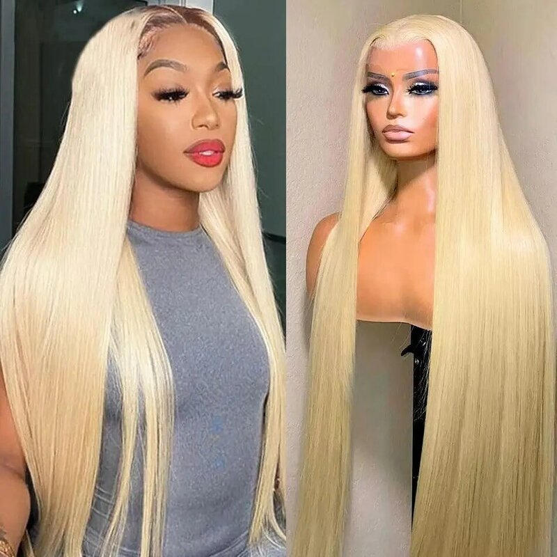 613 Lace Front Wig Human Hair 13x6 HD Transparent Lace Frontal Wig For Women 30 inch Straight Blonde With Baby Hair