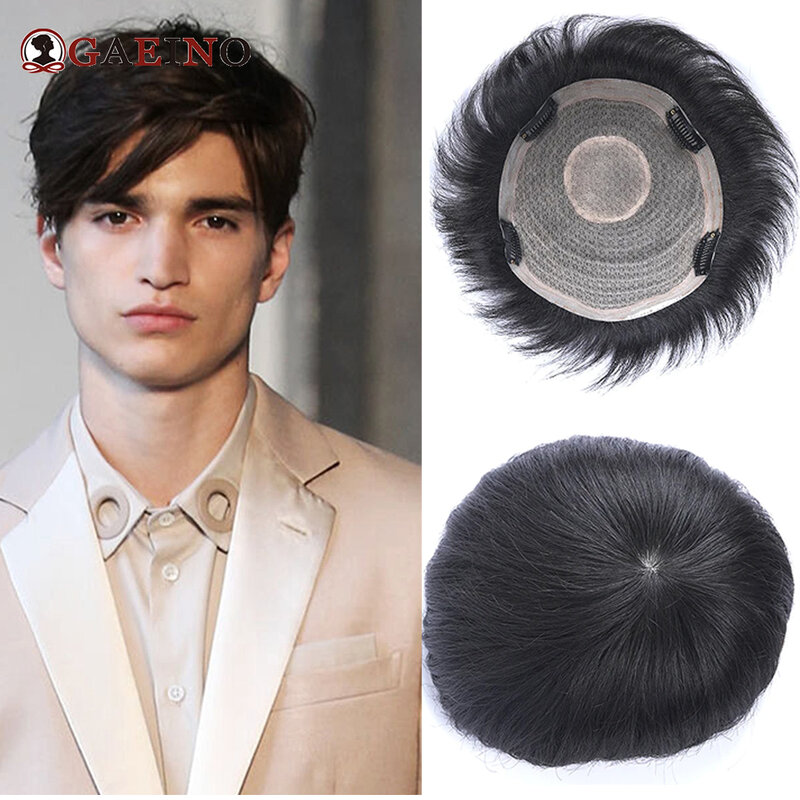 Men Toupee Human Hair Replacement System Hair Toppers Hairpiece  Hair Wig Men Clip In Topper Hair Replacement System For Man