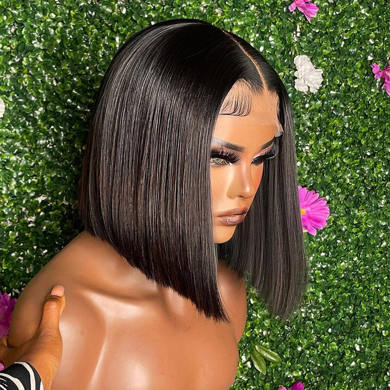 13x4 Straight Short Bob Wig Transparent Lace Front Human Hair Wigs Remy Hair Lace Frontal Bob Wig 4x4 Lace For Black Women