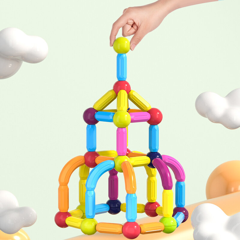 Set di costruzioni magnetiche per bambini palline magnetiche Stick Building Blocks giocattoli educativi Montessori per regalo per bambini