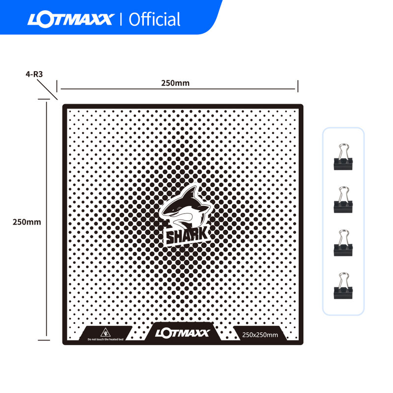 Lotmaxx placa de construção de vidro para tubarão/tubarão v2, e outras impressoras do tipo (250mm * 250mm)