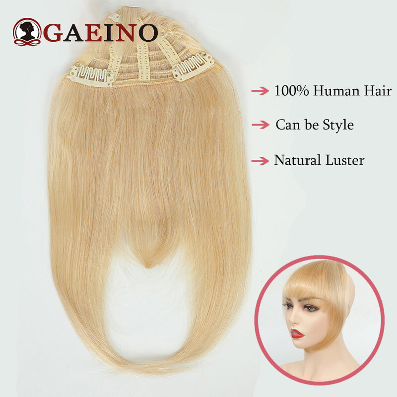 Flequillo de cabello humano liso para mujer, 3 clips, cabello humano Natural 100% Remy europeo, Clip en el flequillo lateral frontal