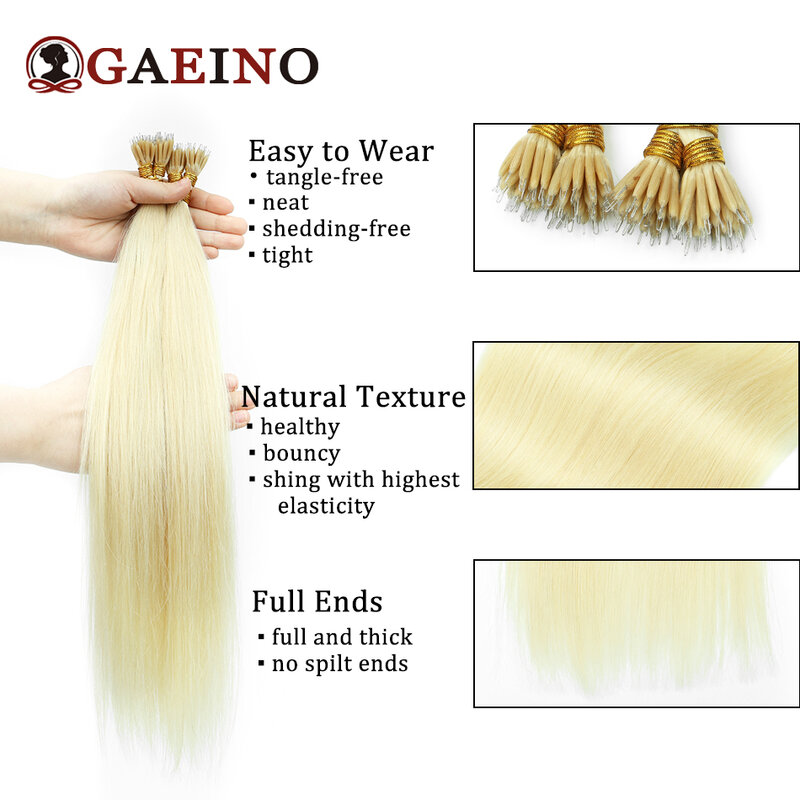 Нано кольца Micro Links человеческие волосы для наращивания естественный блонд Micro Bead Loop предварительно скрепленные Реми прямые волосы европейского типа 50/пряди