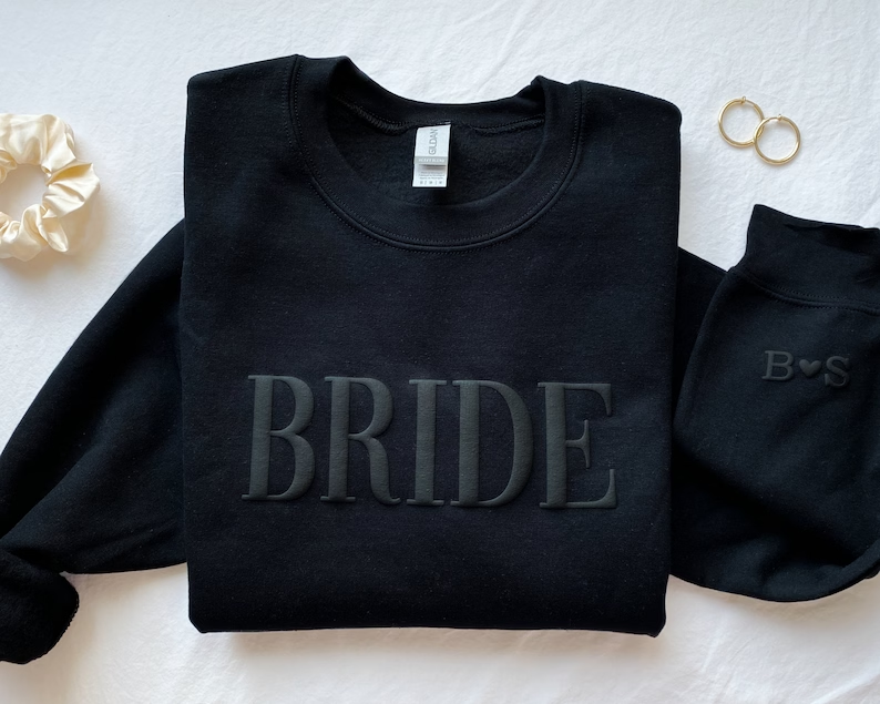 Personalized Gift For Bride Initial Heart Sleeve Engagement Gift Future Mrs Sweatshirts Unique Bridal Shower Gift Wedding Gifts