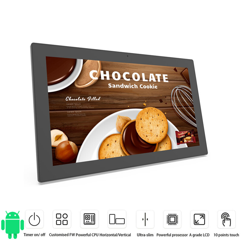 Tampilan interaktif layar sentuh Android 18.5 inci dipasang di dinding | wifi, Ethernet, BT, HDMI, 24/7 tanpa henti, timer on/off