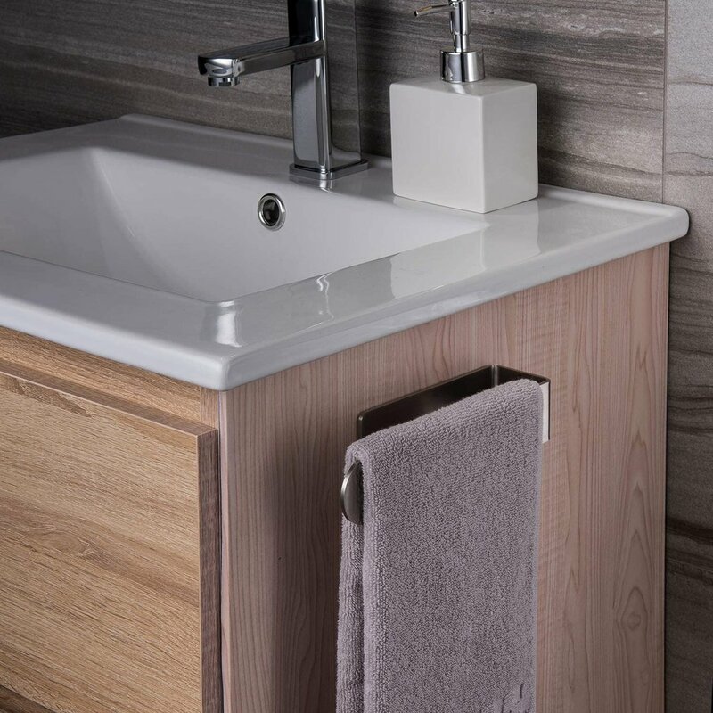 Gantungan handuk kamar mandi sederhana disikat, rak handuk Stainless Steel 304, tiang handuk gantung satu batang