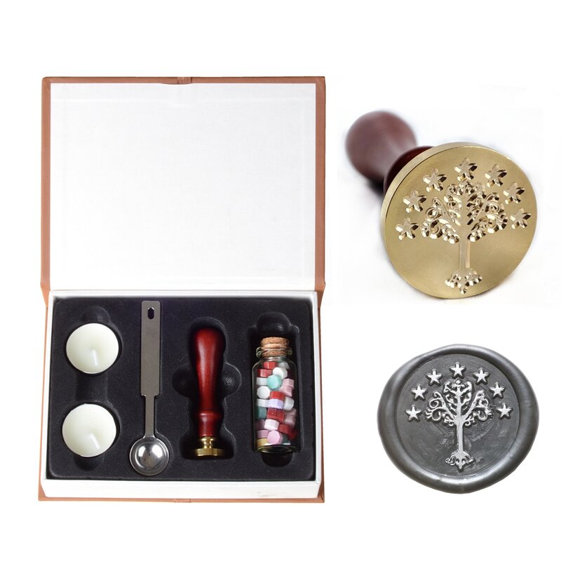 Wax Seal Stamp Kit, Boom Van Gondor Stempel Met Vintage Houten Handvat Voor Bruiloft Enveloppen Uitnodiging Kerst Decoratie