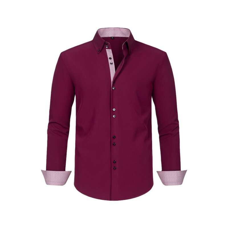 Рубашка LH050 Мужская четырехсторонняя стрейчевая, сорочка в горошек, двубортная, подходящий дизайн, одежда для мужчин