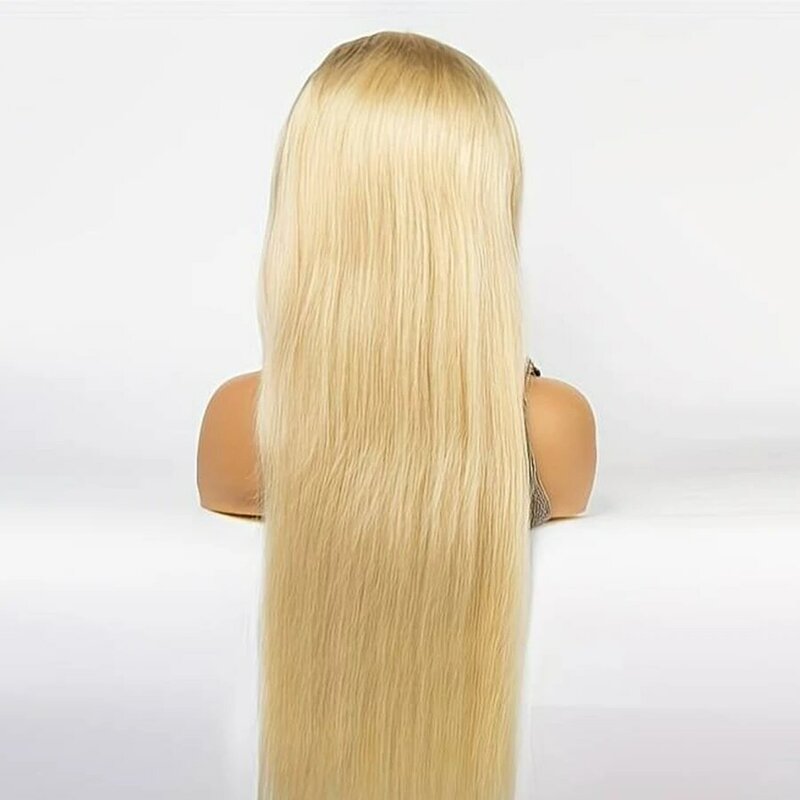 613 peruki z proste włosy ludzkie w kolorze blond dla kobiet naturalne włosy hinduskie peruka z zamknięcie koronki 4x4 Hd 180% gęstość wstępnie oskubana